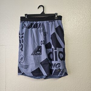 Adidas Mens Large Graphic Logo Athletic Shorts All Over Print Bold L Blue CC677